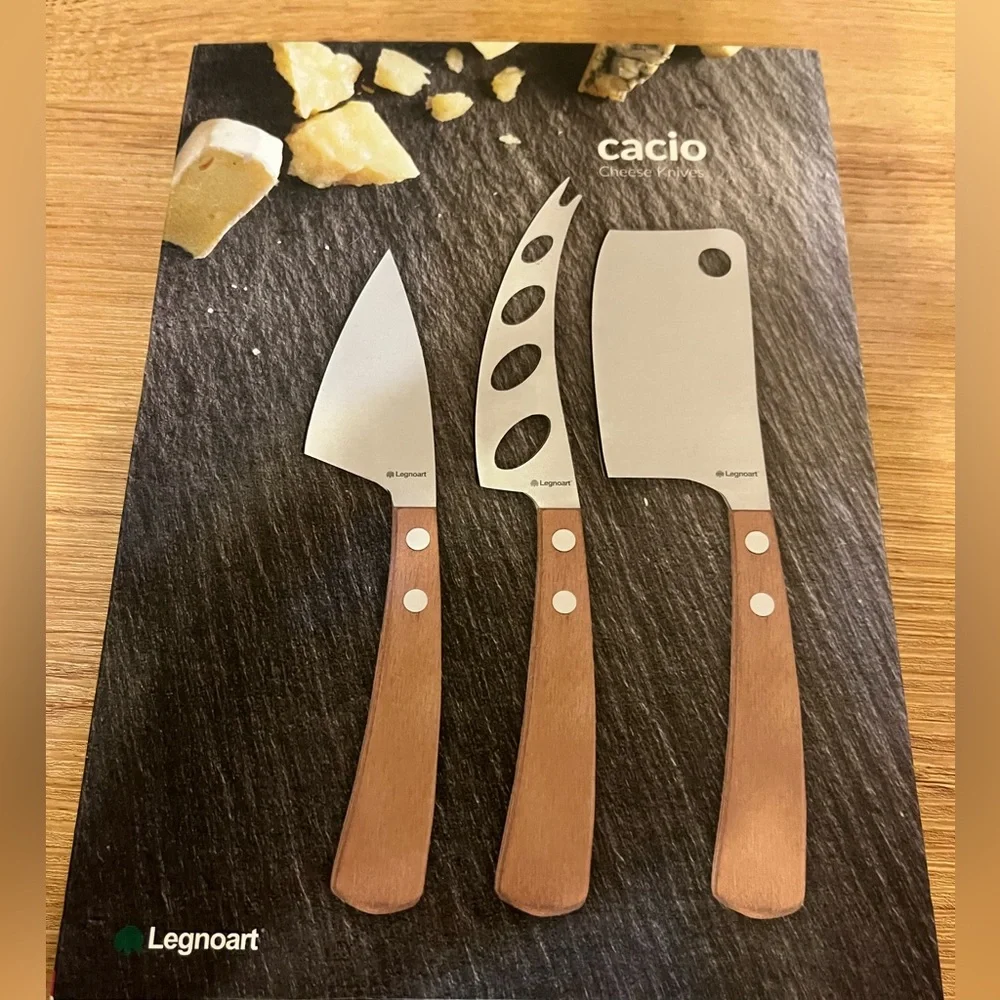 Legnoart Cacio Cheese Knives Set of 3-Piece -Dark Wood Handle # CK-100D